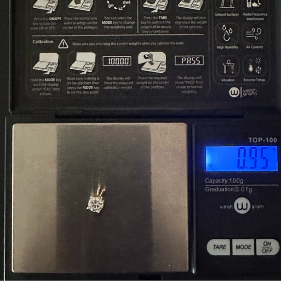 14k Solid Gold 6mm Brilliant Cut CZ Pendant - Picture 5 of 15